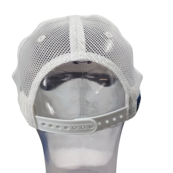 Huk  Blue Logo Snap Back Baseball Trucker Hat One Size Adjustable Fishing White - Picture 6 of 8